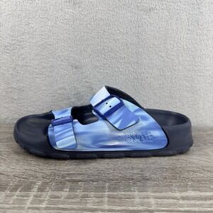 Birkenstock Birki's Pacific Blue Swirl Sandal Size 48 Women's 7-7.5 Two Strap